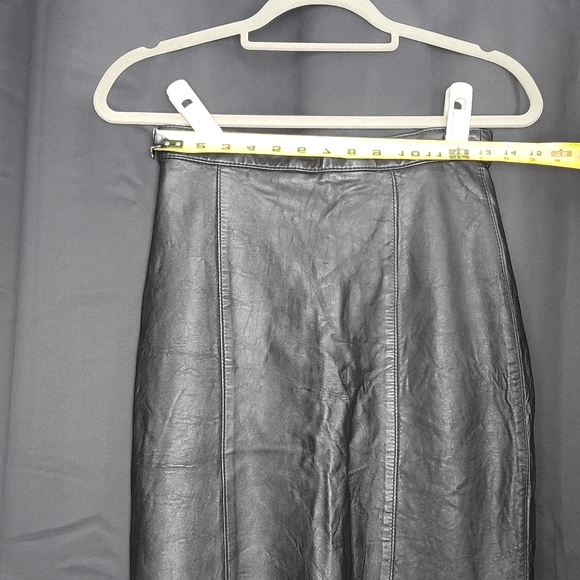 Vintage Black Leather Pencil Skirt - Picture 6 of 7
